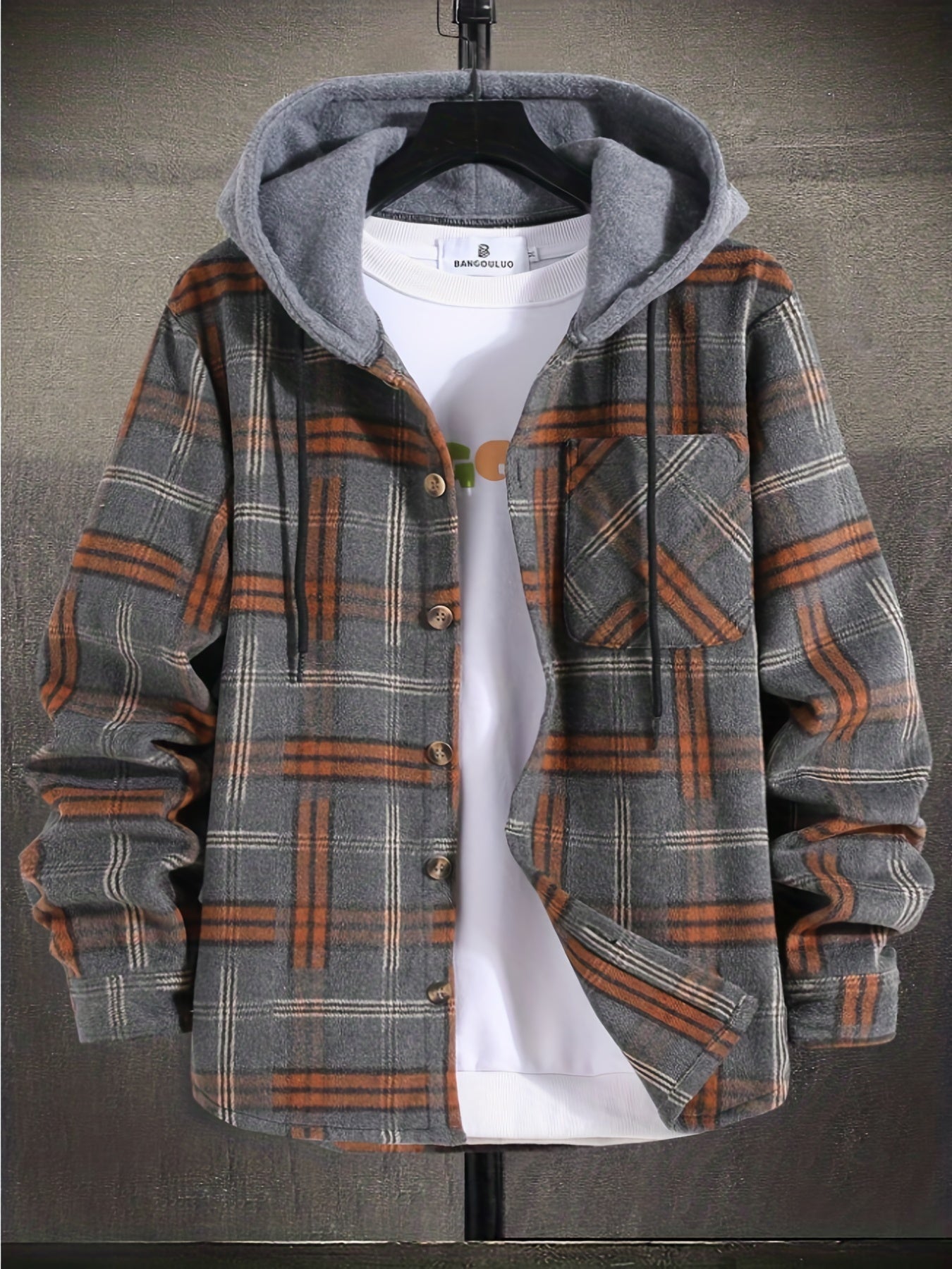 BLAKE | Men's Plaid Long Sleeve Hooded Jacket