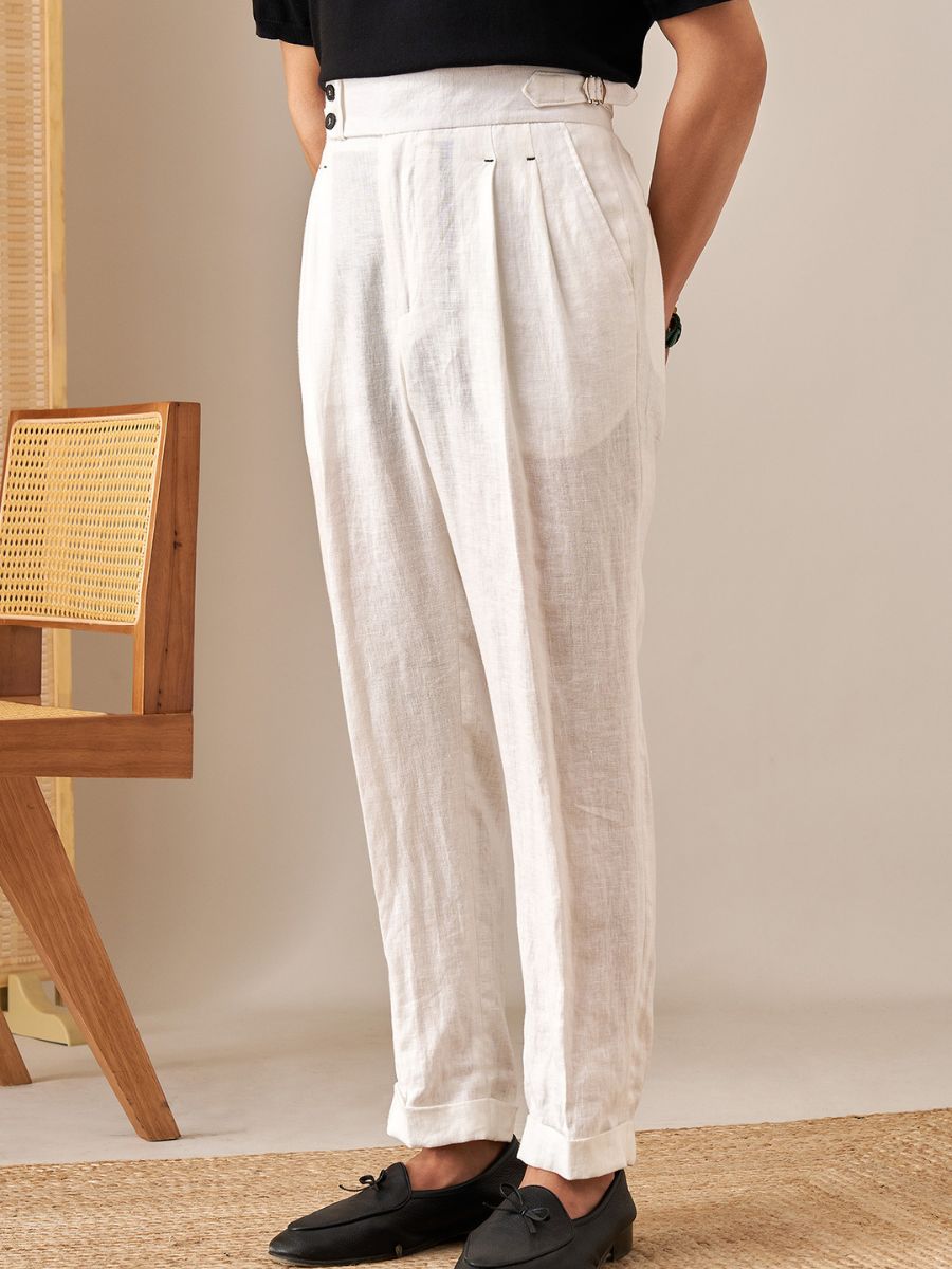 Amalfi High Waist Trousers 100% Linen