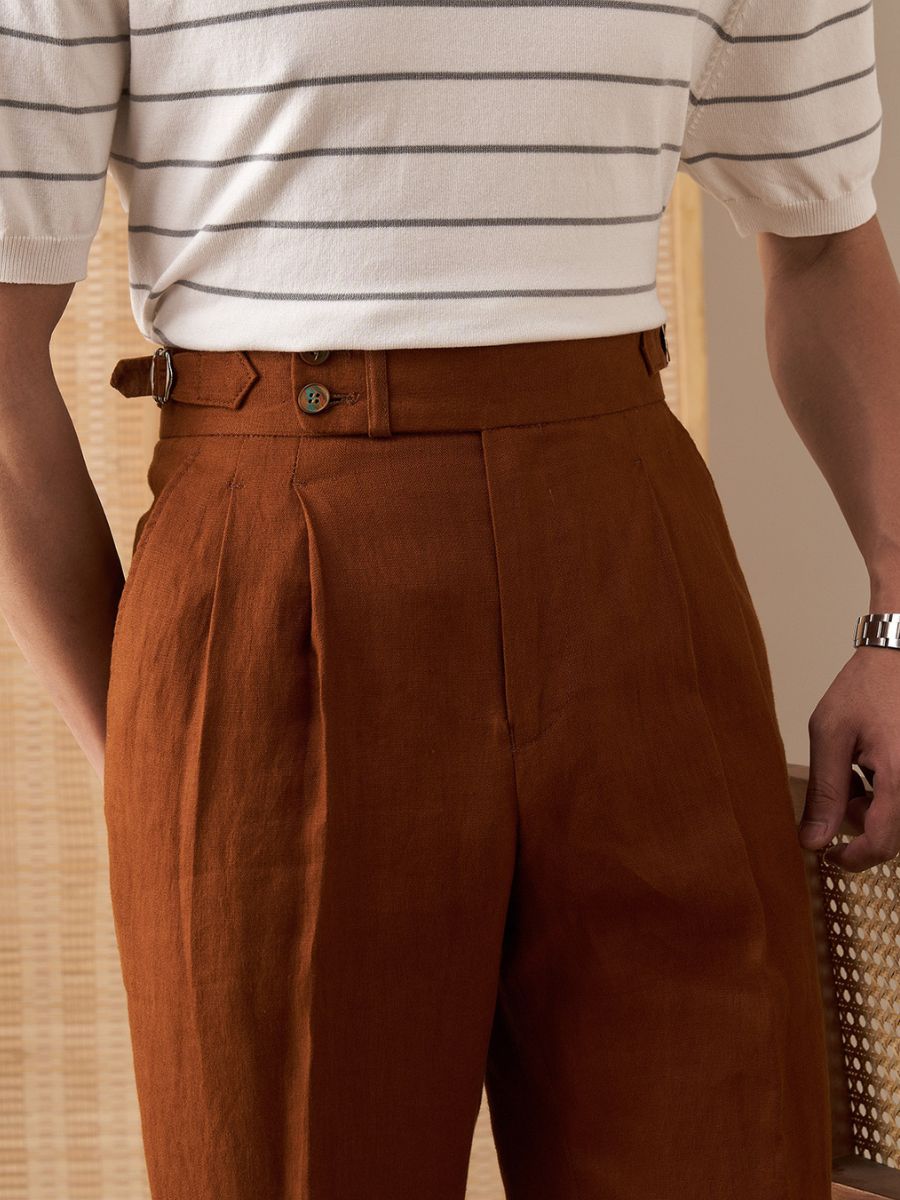 Amalfi High Waist Trousers 100% Linen