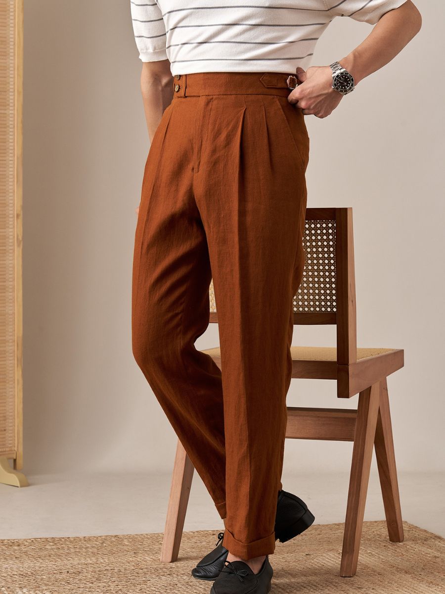 Amalfi High Waist Trousers 100% Linen