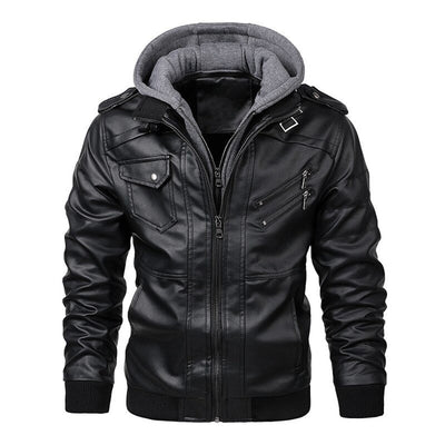 Jacob - Men's Leather Jacket with Hood